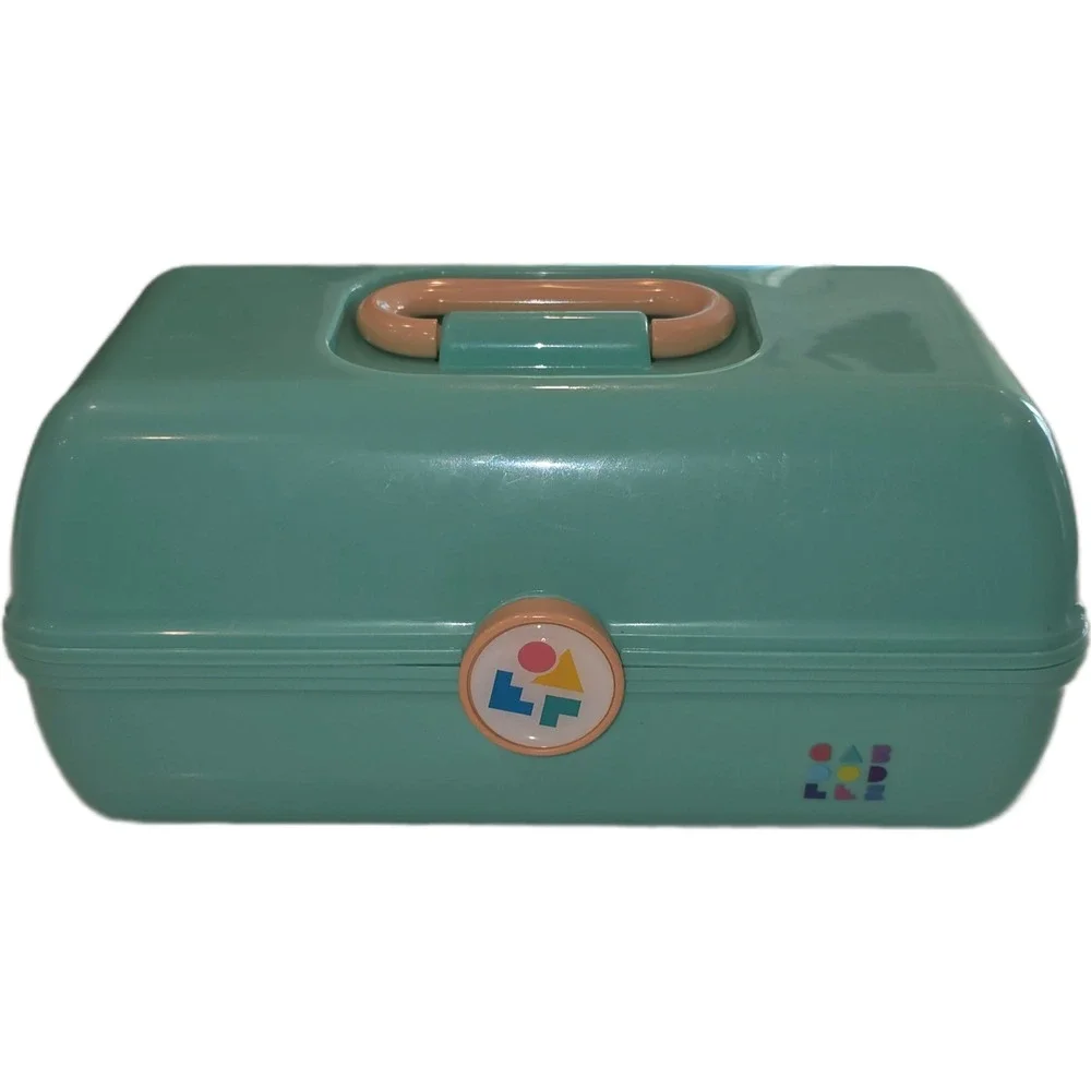 Caboodles On-The-Go Girl Makeup Case Seafoam Green Peach Vintage Style Organizer